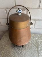 Antieke Koperen Doofpot met Porseleinen Knop, Ophalen of Verzenden, Koper