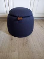 Donkerblauwe Stoffen Poef / Opbergpoef, Minder dan 50 cm, Rond, Ophalen of Verzenden, Zo goed als nieuw