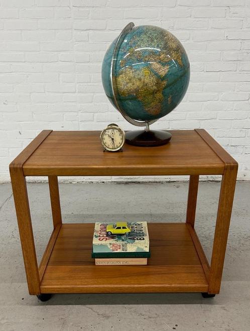 Vintage Deense trolley, Huis en Inrichting, Tafels | Bijzettafels, Gebruikt, Rechthoekig, 60 cm of meer, Hout, Ophalen