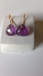Fraaie zilver vergulde oorbellen met Amethist, Hangers, Verzenden, Nieuw, Met edelsteen