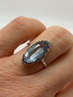 J133 Prachtige 935 zilveren ring lichtblauwe steen maat 17,5, Sieraden, Tassen en Uiterlijk, Antieke sieraden, Ophalen of Verzenden