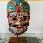 Prachtig geschilderde houten kop op stalen standaard., Antiek en Kunst, Ophalen