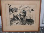Charles Eijck ?? Tek/litho stations lok met veel rook, Antiek en Kunst, Ophalen of Verzenden