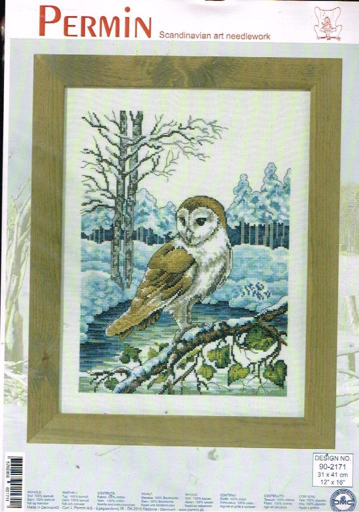 Cado aanbieding permin groot borduurpakket, uil op tak, Hobby en Vrije tijd, Borduren en Borduurmachines, Nieuw, Borduurpakket