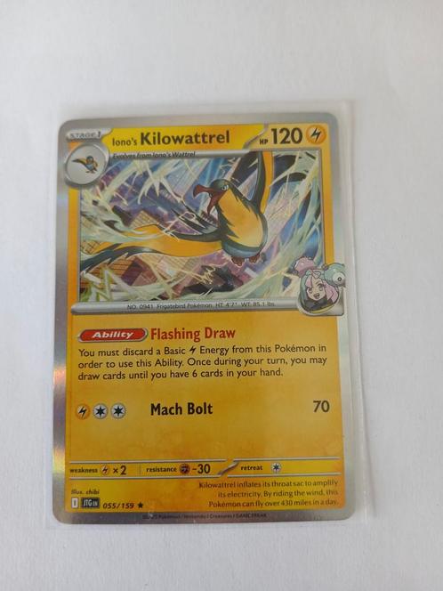 Iono's Kilowattrel 055/159 (3x beschikbaar), Hobby en Vrije tijd, Verzamelkaartspellen | Pokémon, Zo goed als nieuw, Losse kaart