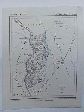 02 / Arcen Straelen Velden Litho uit  1866 van J. Kuyper beschikbaar voor biedingen