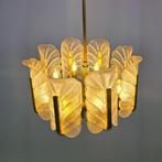 Acanthus kroonluchter lamp messing murano mid century 70's, Ophalen of Verzenden, Gebruikt, Glas