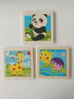 Houten kleine puzzels Panda, Giraf, Schildpad, Van hout, Minder dan 10 stukjes, Ophalen of Verzenden, Zo goed als nieuw