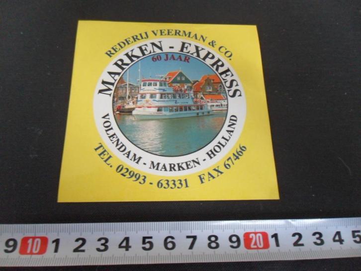 sticker Volendam Marken Rederij Veerman & Co MARKEN EXPRESS, Verzamelen, Stickers, Zo goed als nieuw, Bedrijf of Vereniging, Ophalen