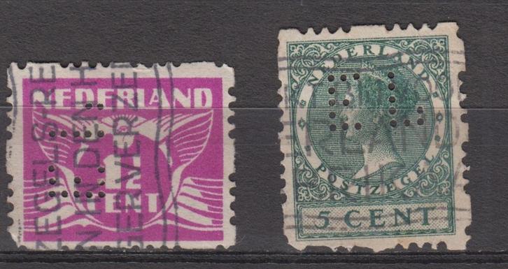 2 rolzegels met perfin EL, Postzegels en Munten, Postzegels | Nederland, Gestempeld, Verzenden
