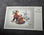 Kinderen spelen met slee op het ijs - molen - schaatsen, Verzamelen, Ansichtkaarten | Themakaarten, Verzenden, Voor 1920, Gelopen