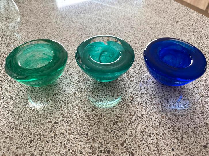 3x Kosta Boda Atoll - Anna Ehrner, Huis en Inrichting, Woonaccessoires | Kandelaars en Kaarsen, Zo goed als nieuw, Overige kleuren