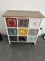 Kleurrijk ladekastje met 9 lades ibiza style, Antiek en Kunst, Ophalen of Verzenden