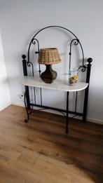 Sidetable zwart metaal met marmer - UNIEK, Ophalen, 100 tot 150 cm, Design, Zo goed als nieuw