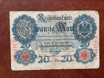 Duitsland 20 Mark 1914 Reichsbanknote beschikbaar voor biedingen