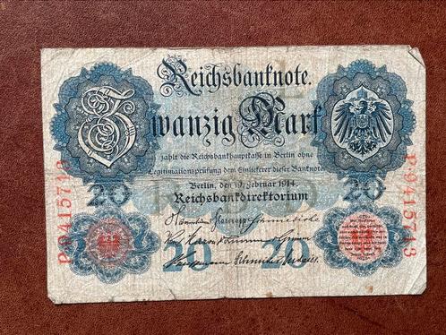 Duitsland 20 Mark 1914 Reichsbanknote, Postzegels en Munten, Bankbiljetten | Europa | Niet-Eurobiljetten, Duitsland, Ophalen of Verzenden