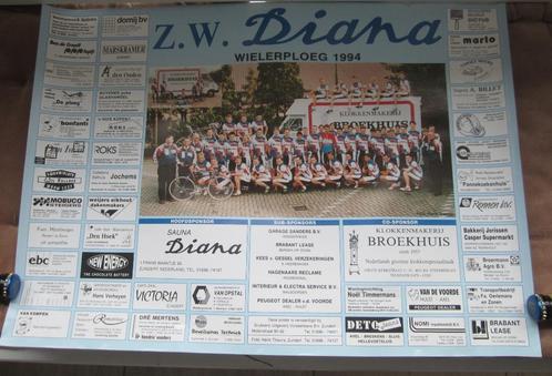 Wielrennen poster Sauna Diana wielerploeg 1994, Verzamelen, Posters, Zo goed als nieuw, Sport, A1 t/m A3, Rechthoekig Liggend