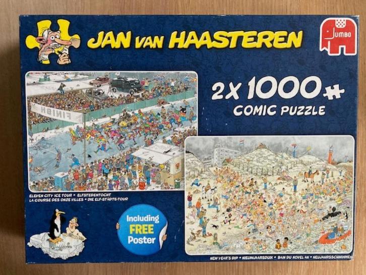 ELFSTEDENTOCHT en NIEUWJAARSDUIK 2 x 1000 stukjes J.v. H., Hobby en Vrije tijd, Denksport en Puzzels, Zo goed als nieuw, 500 t/m 1500 stukjes