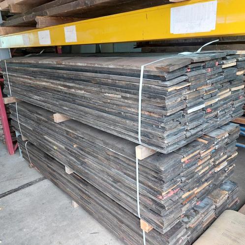 eiken gedoubleerde wagonplanken, Doe-het-zelf en Verbouw, Vloerdelen en Plavuizen, Gebruikt, Vloerdelen of -planken, Hout, 10 tot 30 cm
