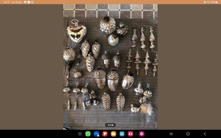 54 Prachtige armeluis zilverkleurige kerstballen ornamenten, Diversen, Kerst, Ophalen