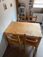 Kleine houten tafel met 4 stoelen., Huis en Inrichting, Ophalen, Zo goed als nieuw, Rechthoekig, 50 tot 100 cm