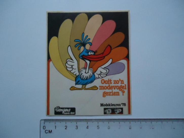sticker oud Vogel strip 1978 jan van Haasteren sengers mode, Verzamelen, Stickers, Zo goed als nieuw, Bedrijf of Vereniging, Verzenden