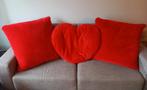 Sierkussens (3), velours, één koop., Huis en Inrichting, Woonaccessoires | Kussens, Ophalen, Zo goed als nieuw, Rood, Vierkant