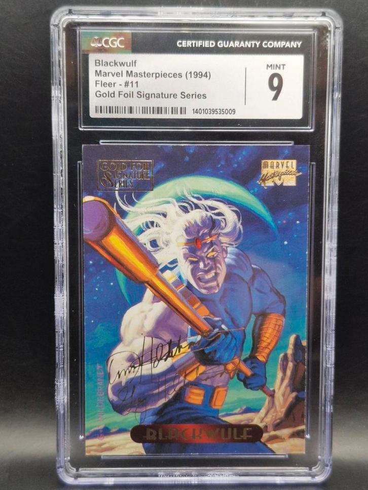Blackwulf marvel masterpieces 1994 gold foil signature cgc 9, Hobby en Vrije tijd, Verzamelkaartspellen | Pokémon, Zo goed als nieuw