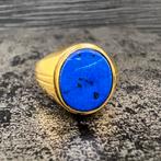 14 karaat gouden ring blauw zegelring, Sieraden, Tassen en Uiterlijk, Ringen, Ophalen of Verzenden, Nieuw, Goud, Heer