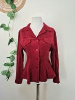 Vintage wijnrood velours 90s blouse M, Vintage, Ophalen of Verzenden, Zo goed als nieuw, Maat 38/40 (M)