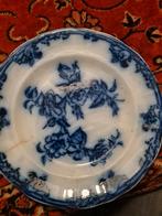 Antiek Blauw Wit Bord met Bloemen Decoratie, Antiek en Kunst, Antiek | Servies los, Ophalen of Verzenden