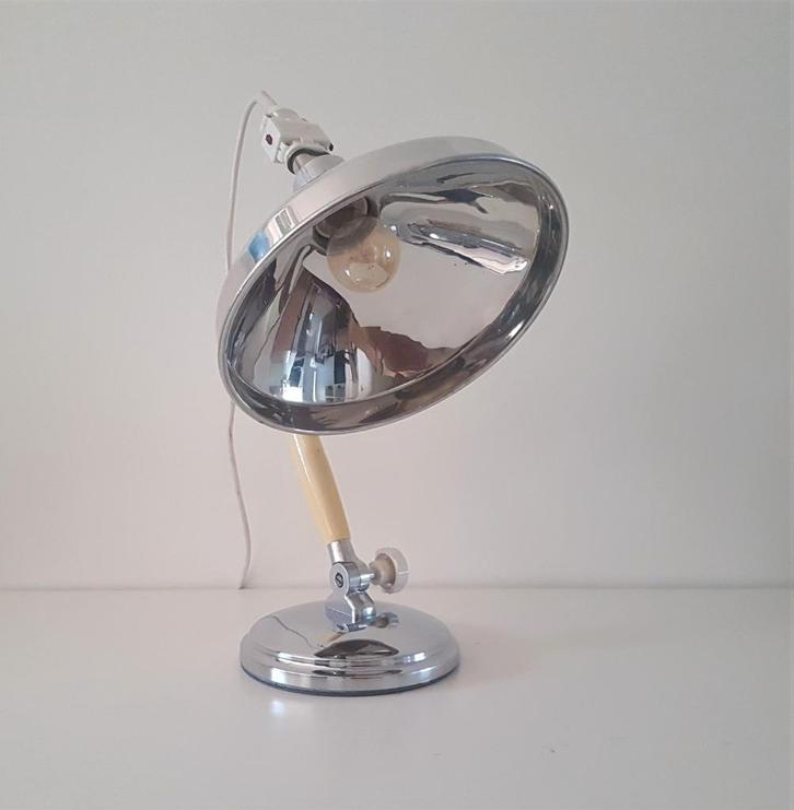 Vintage Industriele, medische lamp van Kurt Rosenthal 1950, Huis en Inrichting, Lampen | Tafellampen, Gebruikt, Minder dan 50 cm