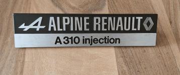 Auto embleem, typeplaatje  Renault Alpine A310 Injection. beschikbaar voor biedingen