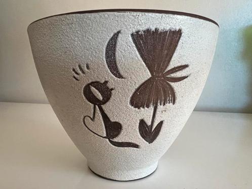Vintage Groot Boonstra-Gubbels Bloempot Poes Kat Maan Ø17, Antiek en Kunst, Antiek | Keramiek en Aardewerk, Ophalen of Verzenden