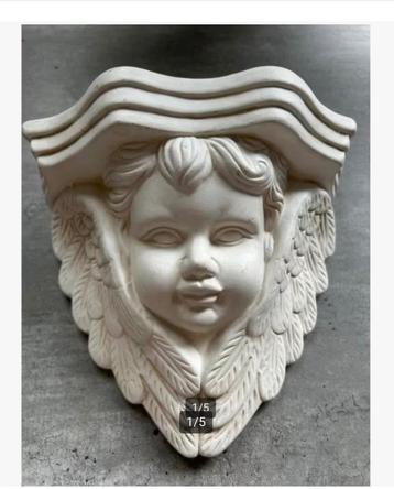 Engelen console, plateau, wit, steen, Brocante beschikbaar voor biedingen