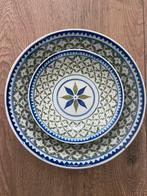 2 oude vintage Chinese schalen blauw groen boerenbont, Ophalen of Verzenden