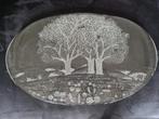 Glazen Serveerbord, rechthoekig, met boom-motief, Huis en Inrichting, Keuken | Servies, Glas of Glazen, Ophalen of Verzenden, Overige stijlen