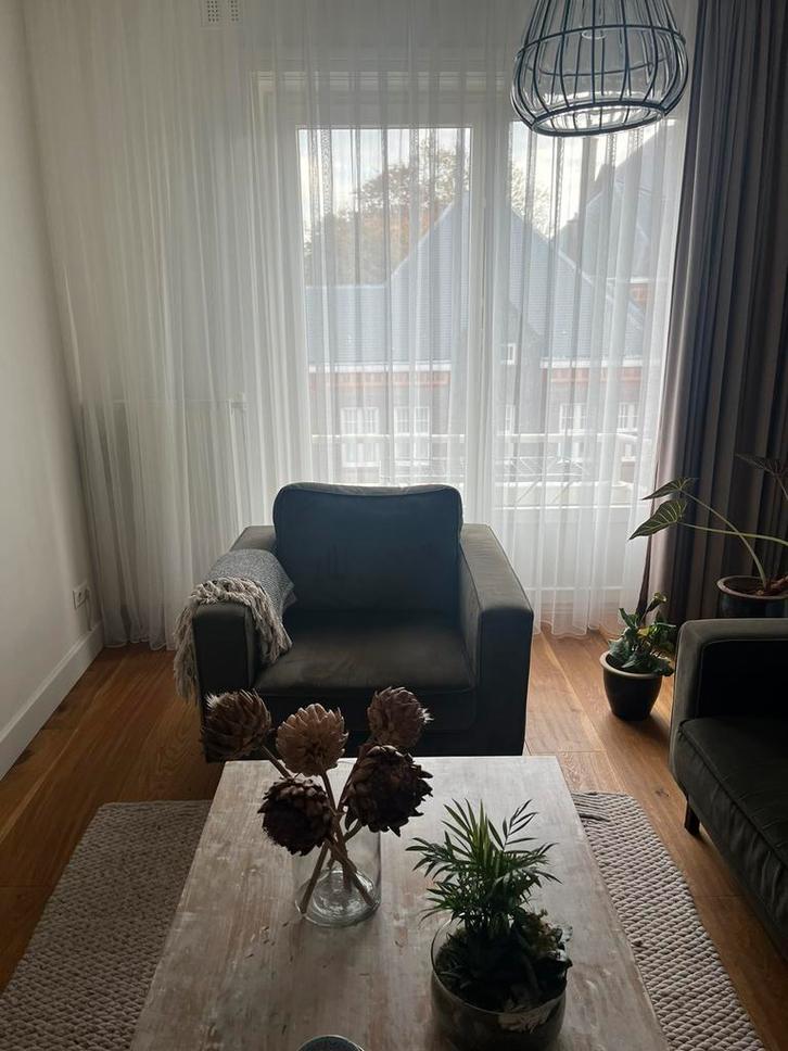 Groene fluwelen bank (met eventuele teak tafels), Huis en Inrichting, Banken | Bankstellen, Zo goed als nieuw, Rechte bank, Overige maten