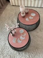 Set van 2 Roségouden Salontafels, Ophalen, Gebruikt, Rond, 50 tot 100 cm