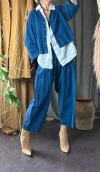 Mooi driedelige set linnen vib  blouse jasje broek 38, Ophalen of Verzenden, Zo goed als nieuw, Maat 38/40 (M)