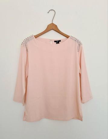 H&M Lichtroze Blouse met Strass Steentjes Bloesje Maat S 36 beschikbaar voor biedingen