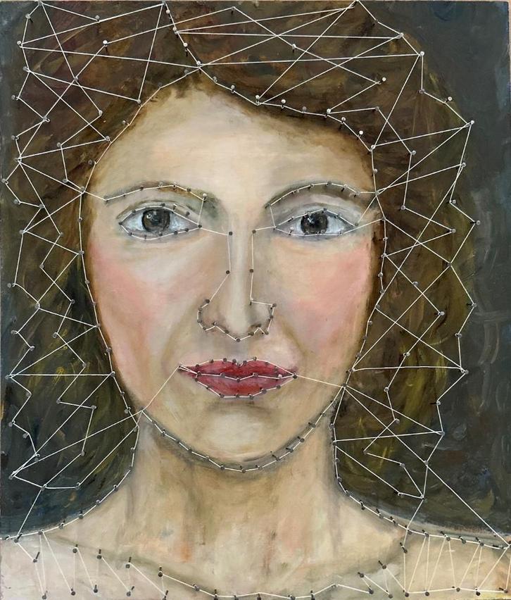 De lijn van Gütermann, portret 40, Antiek en Kunst, Kunst | Schilderijen | Modern, Ophalen of Verzenden
