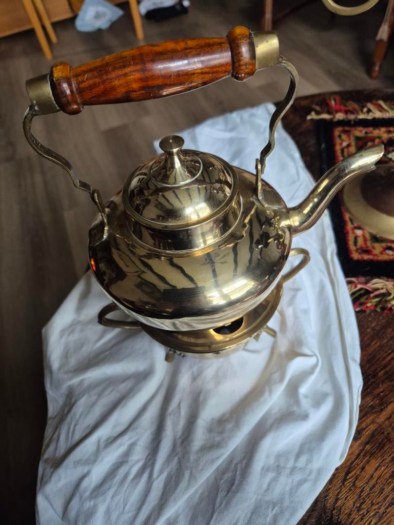Vintage Koperen Theepot met Rechaud met brander, Antiek en Kunst, Ophalen, Koper