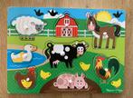 Houten dierenpuzzel met knopjes, Gebruikt, Ophalen of Verzenden