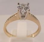 14 Karaat geelgouden verlovingsring/trouwring, z.g.a.n., Verzenden, Zo goed als nieuw, 17 tot 18, Met edelsteen