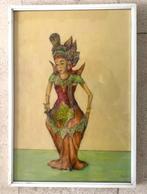 Aziatische danseres ca. 1940 - onduidelijk gesigneerd, Antiek en Kunst, Kunst | Schilderijen | Klassiek, Ophalen of Verzenden