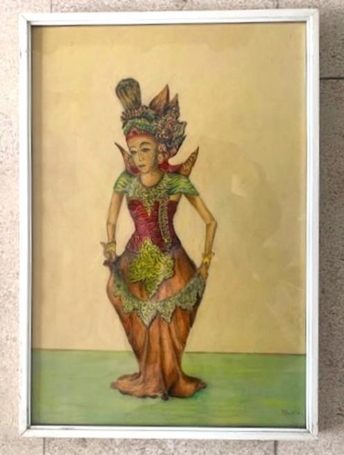 Wayang - Indië ca. 1940 - onduidelijk gesigneerd, Antiek en Kunst, Kunst | Schilderijen | Klassiek, Ophalen of Verzenden