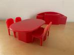 Poppenhuis meubelsetje, rood plastic, 6-delig, Ophalen of Verzenden, Nieuw, Poppenhuis