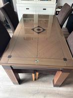 Glazen eettafel woontafel met stoelen, Ophalen, 100 tot 150 cm, 150 tot 200 cm, Vier personen