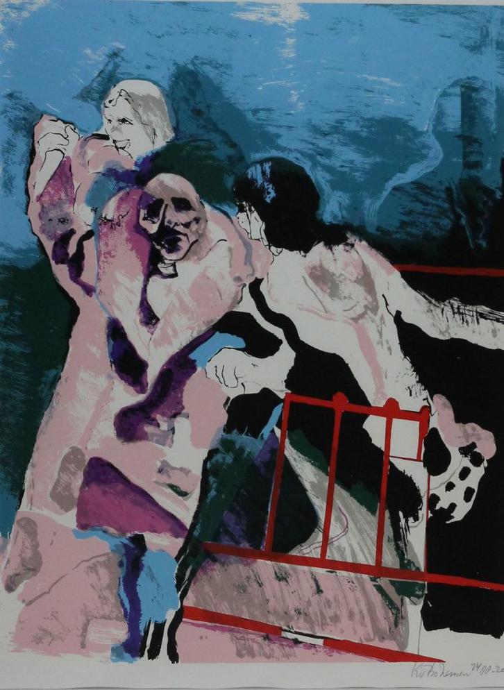 Cornelis Kees B van Bohemen (1928) Lithografie "Macbeth "Ges, Antiek en Kunst, Kunst | Litho's en Zeefdrukken, Ophalen of Verzenden